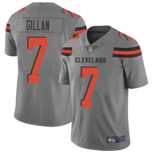 Cleveland Browns Jamie Gillan Men Gray Limited Jersey #7 NFL Football Inverted Legend->cleveland browns->NFL Jersey